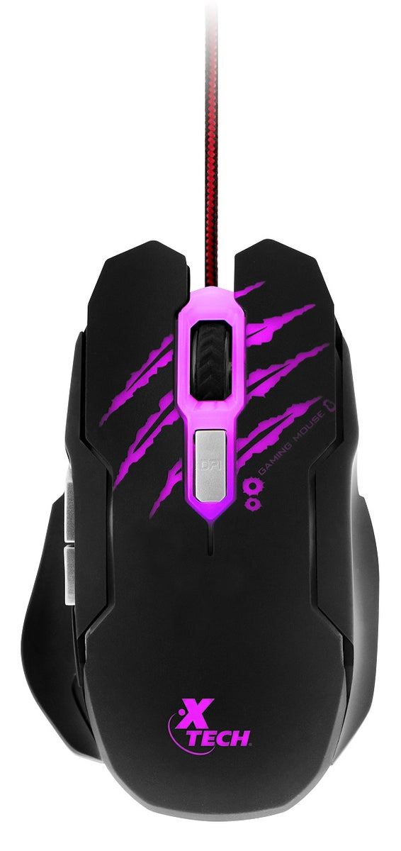 Ratón para Gaming Xtech XTM-610 Lethal Haze · Resolución ajustable de hasta 3200 ppp · Luces LED de 4 colores · Cable sin enredos · para juegos 3D de 6 botones · Sensor: Óptico · Botones: 6 · · XTM-610 - Xtech XTM-610