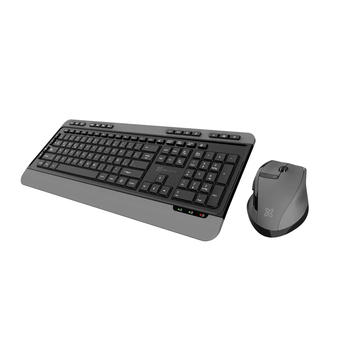 Klip Xtreme · Combo de teclado y ratón · Spanish · inalámbrico · 2.4 GHz · negro and gray · KBK-520 - Klip Xtreme KBK-520