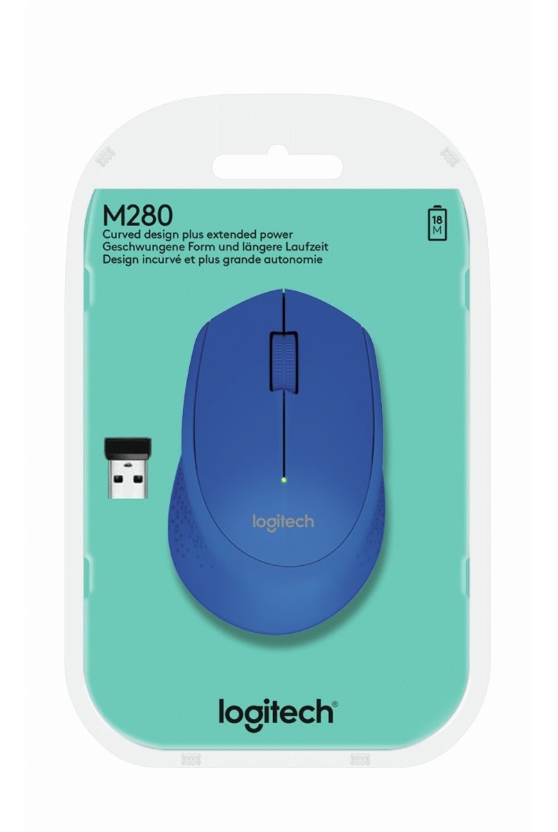 Logitech M280 · Ratón · diestro · óptico · 3 botones · inalámbrico · 2.4 GHz · receptor inalámbrico USB · azul · 910-004361 - Logitech 910-004361