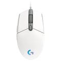 Logitech Gaming Ratón G203 LIGHTSYNC · Ratón · óptico · 6 botones · cableado · USB · blanco · 910-005791 — empaque dañado - Logitech 910-005791