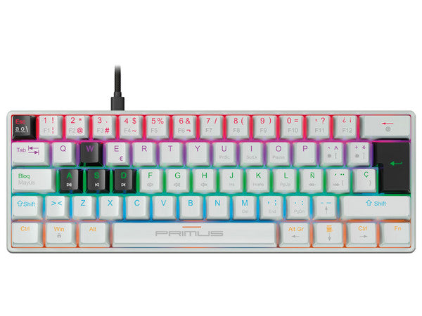 Primus Gaming · Teclado · cableado · Spanish · USB 2.0 · Ergonomic Design · negro/blanco · PKS-060W-S - Primus Gaming PKS-060W-S