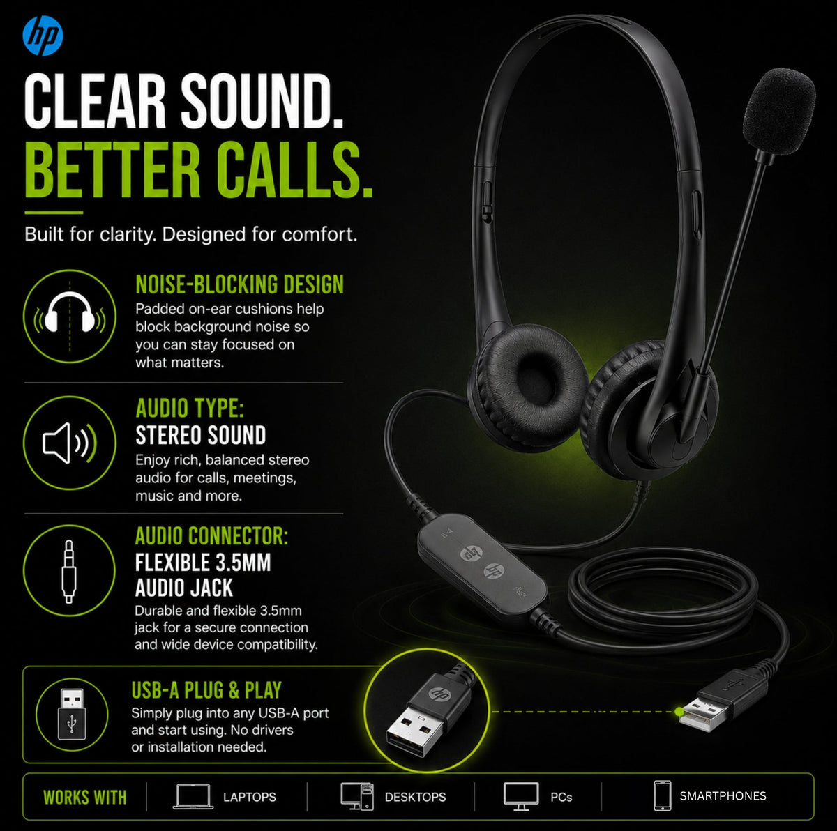HP · Headset · USB G2 Stereo · 428H5AA#ABL - HP 428H5AA#ABL