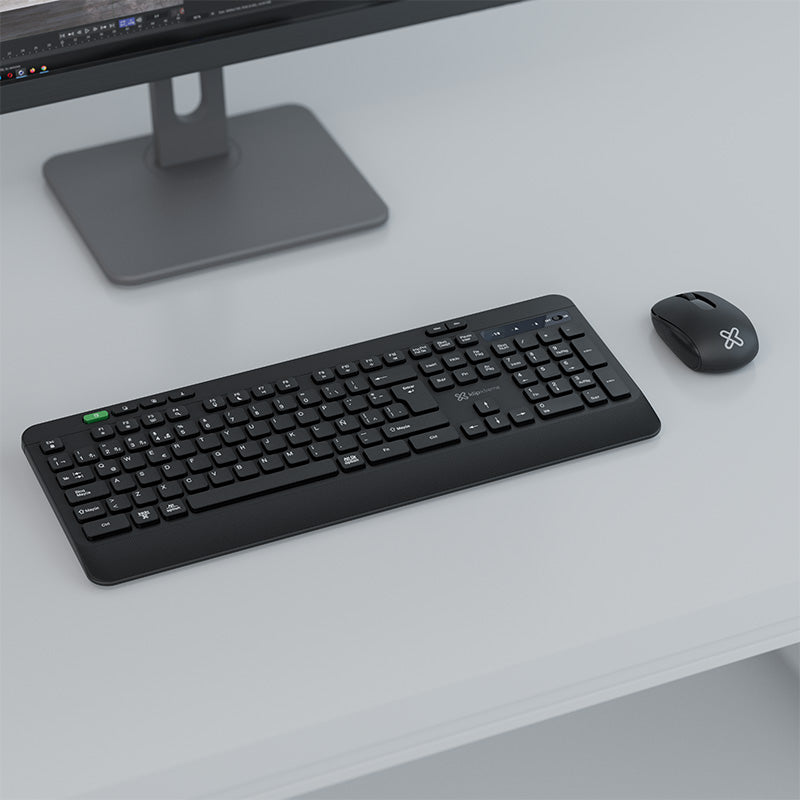 Klip Xtreme · Combo de teclado y ratón · Spanish (Latin American) · inalámbrico · 2.4 GHz / Bluetooth · negro · KBK-750 - Klip Xtreme KBK-750