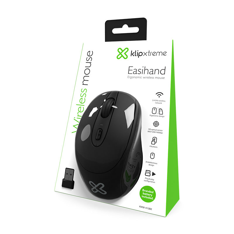 Klip Xtreme · Ratón · 2.4 GHz · inalámbrico · negro · KMW-410BK - Klip Xtreme KMW-410BK