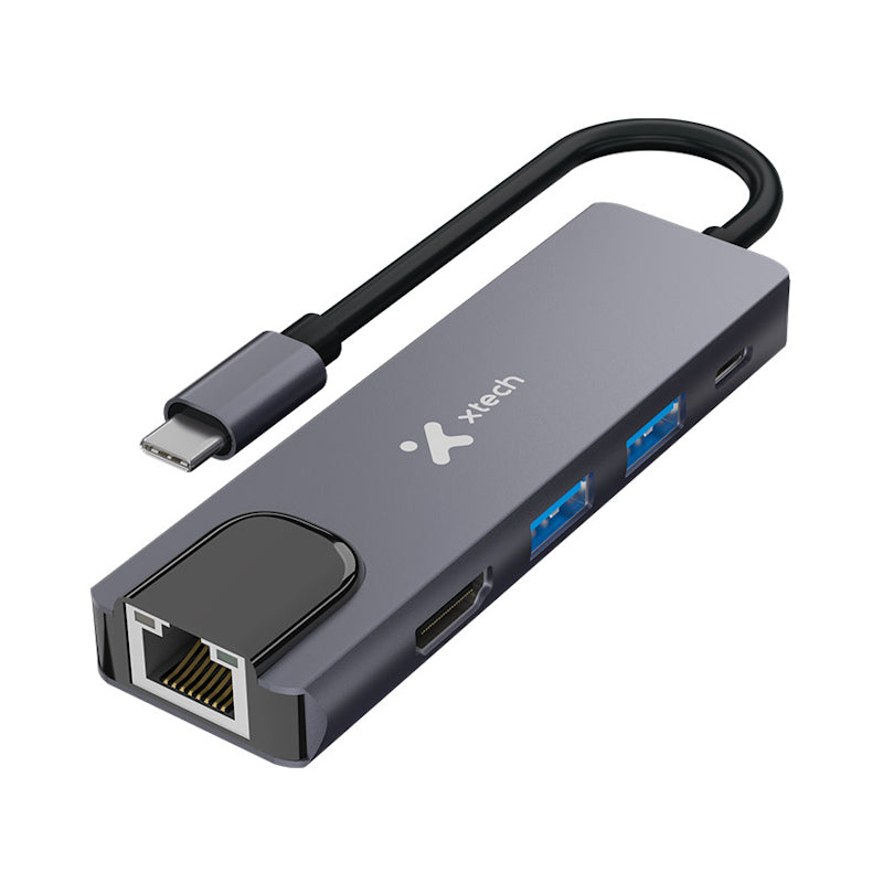 Hub USB-C Xtech XTC-572 5 en 1 con RJ-45 - Xtech XTC-572