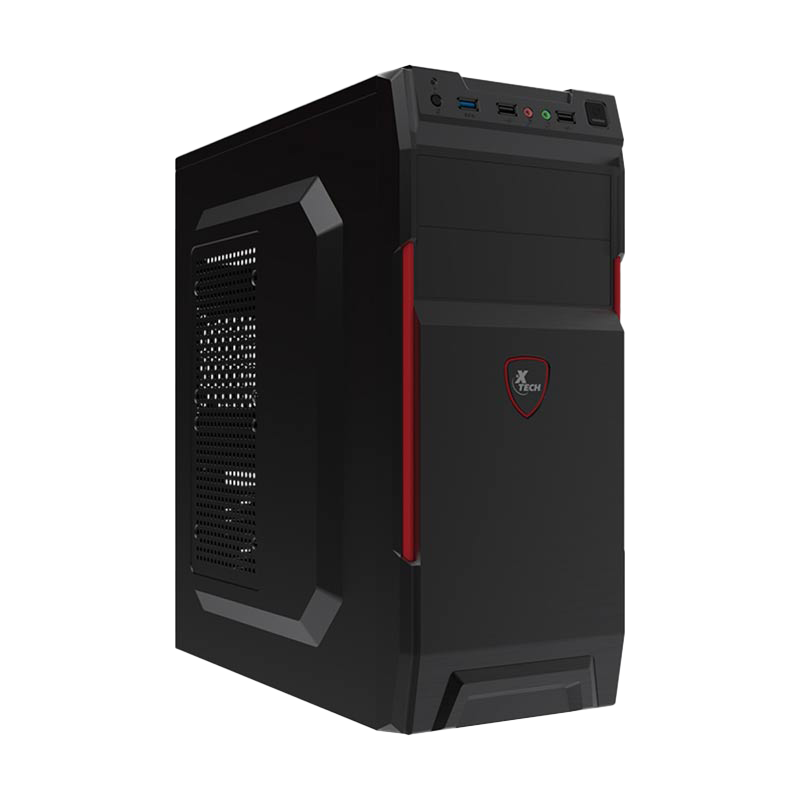 Gabinete Xtech XTQ-214 ATX con fuente de 600W - Negro y rojo - Xtech XTQ-214