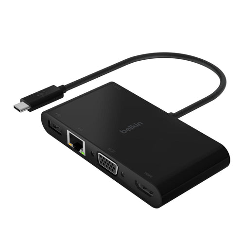 Belkin Adaptador de carga y multimedia · USB · C · VGA, HDMI · 1GbE · AVC004BTBK