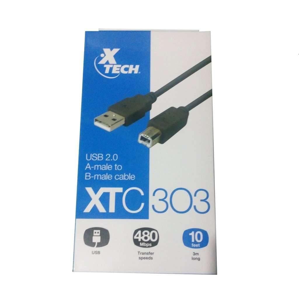 Xtech USB cable · 3.04 m · 4 pin USB Type B · 4 pin USB Type A · 2.0 male · male mold · XTC-303