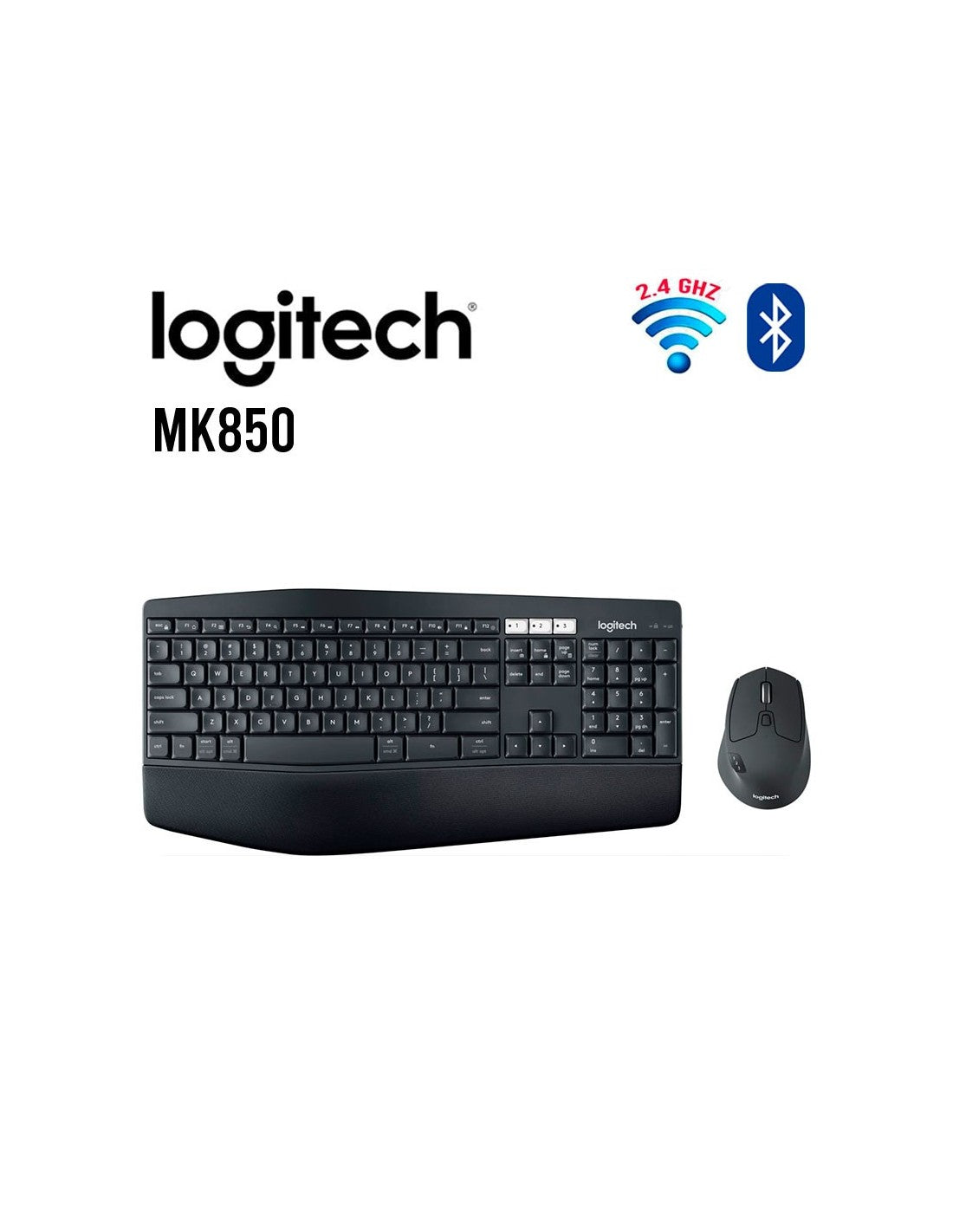 Logitech MK850 · Combo de teclado y ratón · Spanish · inalámbrico · 2.4 GHz · negro · 920-008659 - Logitech 920-008659