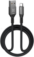 Klip Xtreme USB cable · 24 pin USB · C · 9 pin USB Type A · 1 m · Black · 30W Braided Fast charging · KAC-050-3FT