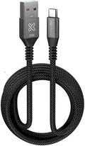Klip Xtreme USB cable · 24 pin USB · C · 9 pin USB Type A · 3 m · Black · 30W Braided Fast charging · KAC-050-10FT