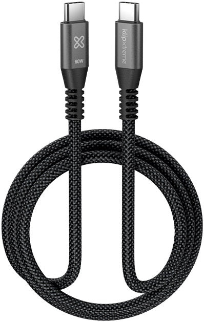 Klip Xtreme USB cable · 24 pin USB · C · 1.8 m · Black · 60W Braided Fast charging · KAC-250-6FT