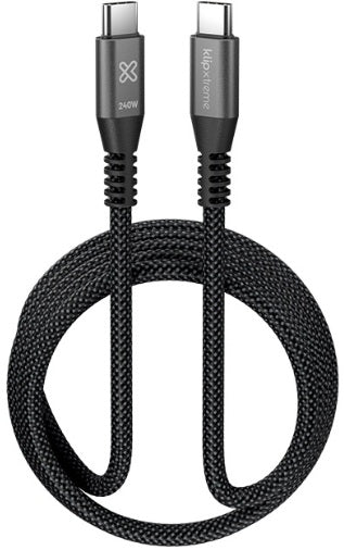 Klip Xtreme USB cable · 24 pin USB · C · 1.8 m · Black · 240W Braided Fast Charging · KAC-750-6FT