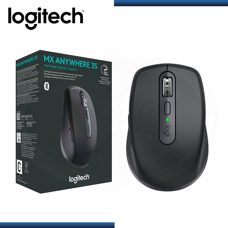 Logitech MX Anywhere 3S · Ratón · óptico · 6 botones · inalámbrico · Bluetooth · receptor de USB Logitech Logi Bolt · grafito · 910-006932 - Logitech 910-006932